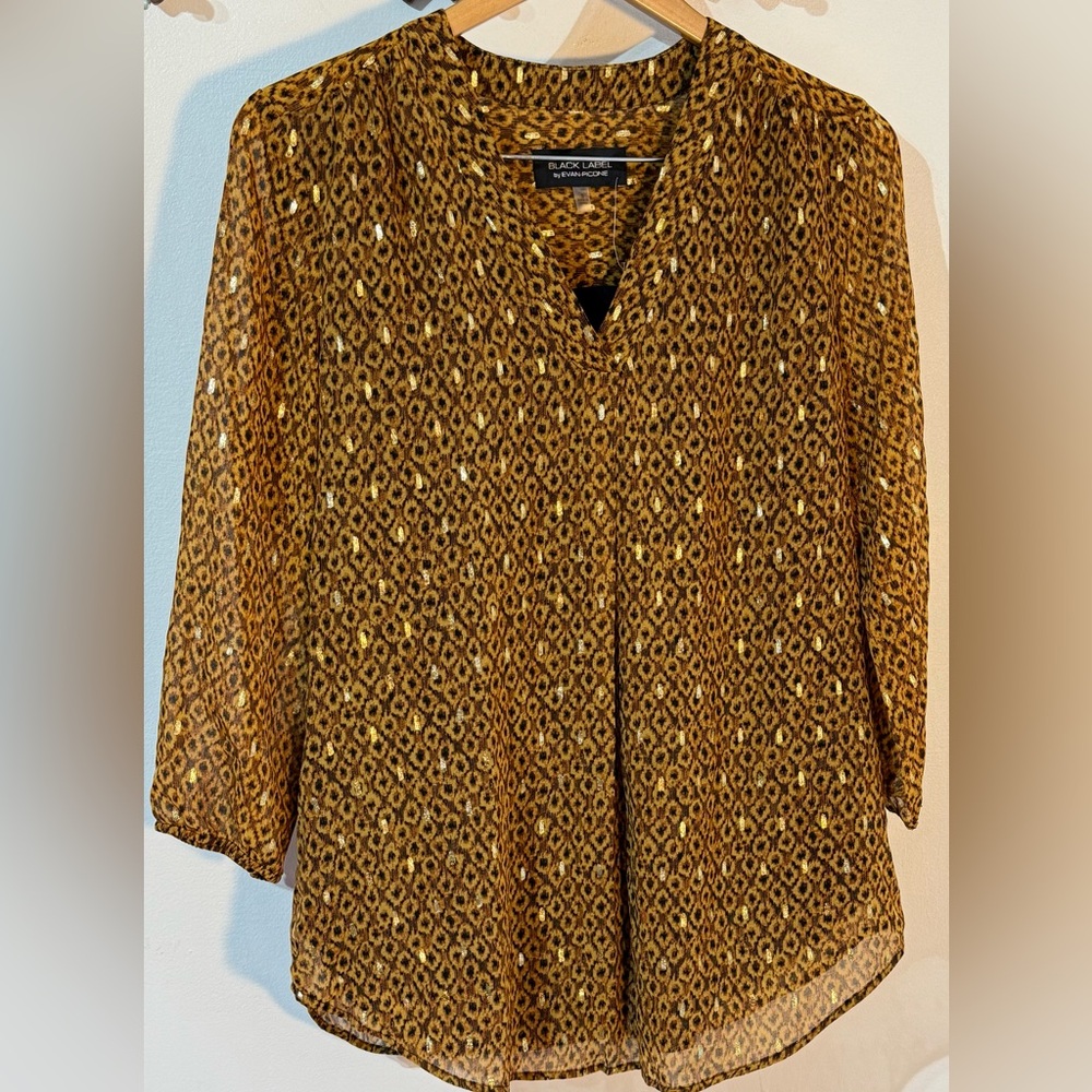 Black Label by Evan-Picone Womens lined marigold combo size small blouse/top